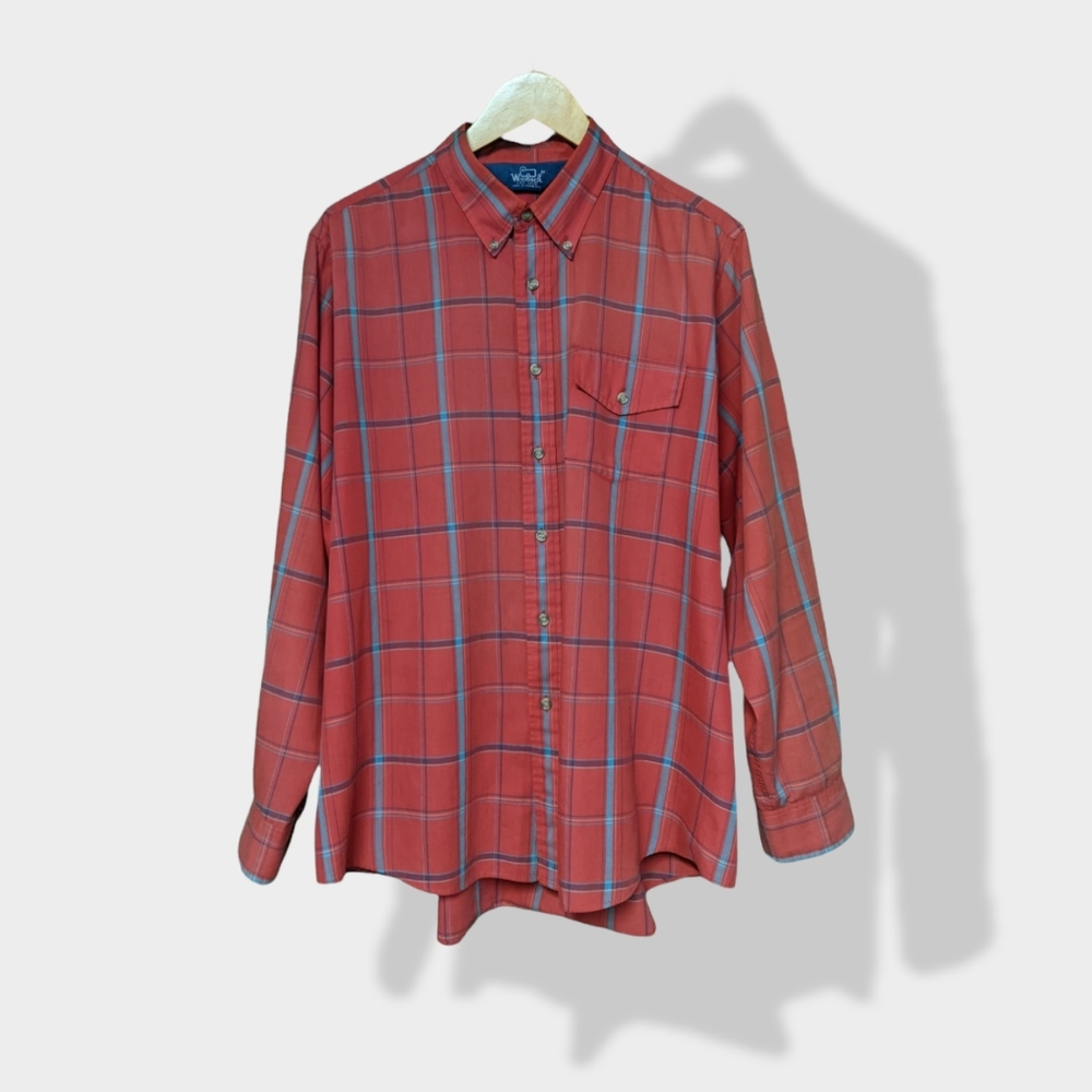 Vintage Woolrich Plaid Casual Button-Down Shirt Red XL